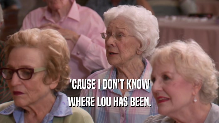 'CAUSE I DON'T KNOW WHERE LOU HAS BEEN. 