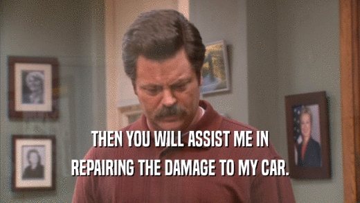 THEN YOU WILL ASSIST ME IN
 REPAIRING THE DAMAGE TO MY CAR.
 