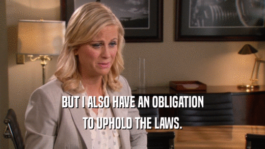BUT I ALSO HAVE AN OBLIGATION TO UPHOLD THE LAWS. 