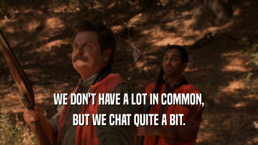WE DON'T HAVE A LOT IN COMMON, BUT WE CHAT QUITE A BIT. 