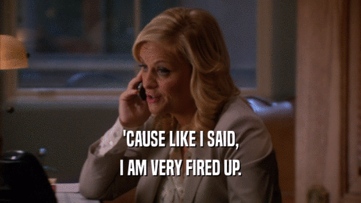 'CAUSE LIKE I SAID, I AM VERY FIRED UP. 