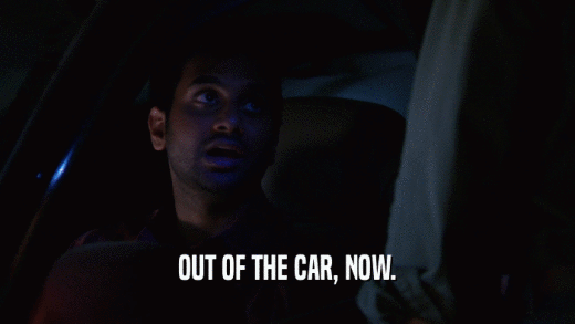 OUT OF THE CAR, NOW.  