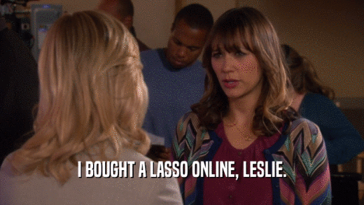 I BOUGHT A LASSO ONLINE, LESLIE.  