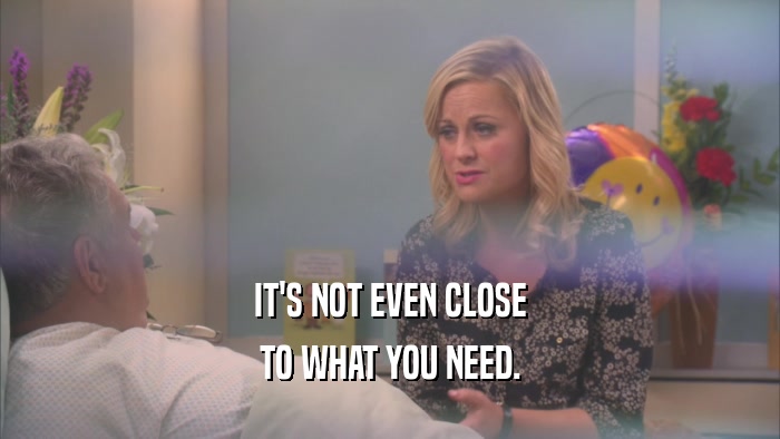 IT'S NOT EVEN CLOSE TO WHAT YOU NEED. 