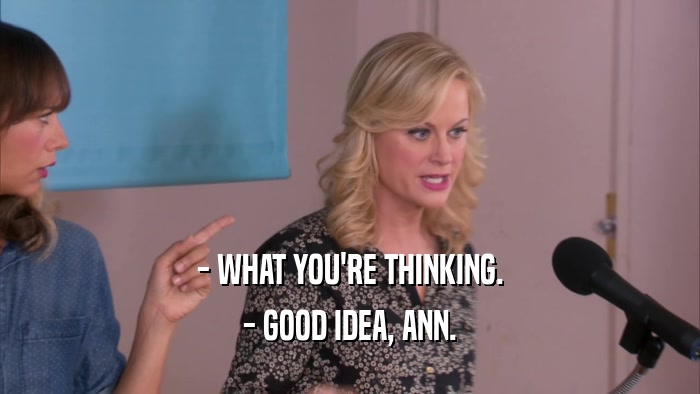 - WHAT YOU'RE THINKING. - GOOD IDEA, ANN. 