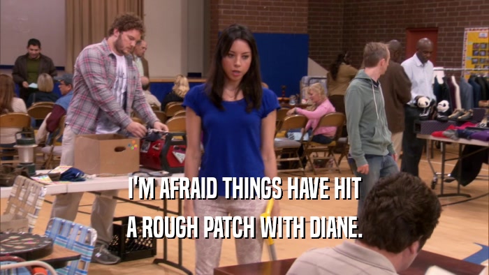 I'M AFRAID THINGS HAVE HIT A ROUGH PATCH WITH DIANE. 