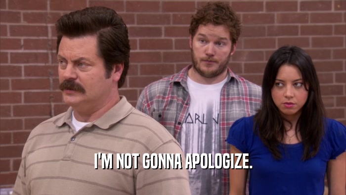 I'M NOT GONNA APOLOGIZE.  