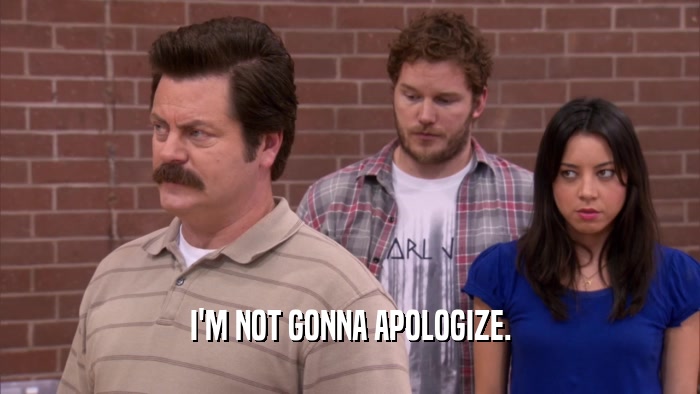 I'M NOT GONNA APOLOGIZE.  