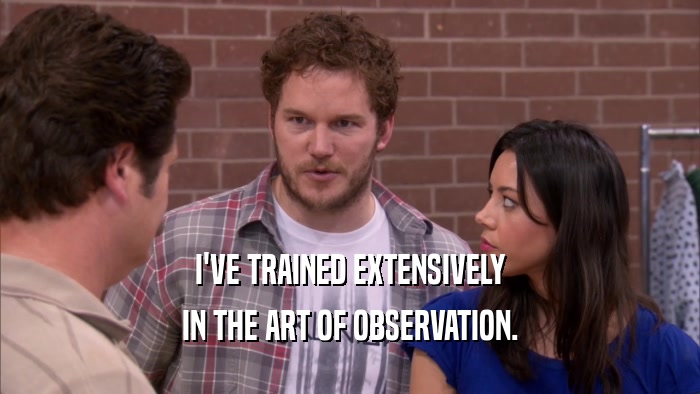 I'VE TRAINED EXTENSIVELY IN THE ART OF OBSERVATION. 