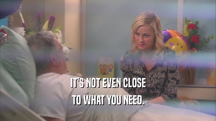 IT'S NOT EVEN CLOSE TO WHAT YOU NEED. 