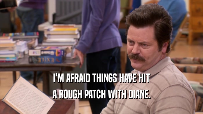 I'M AFRAID THINGS HAVE HIT A ROUGH PATCH WITH DIANE. 