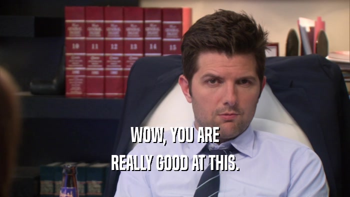 WOW, YOU ARE REALLY GOOD AT THIS. 