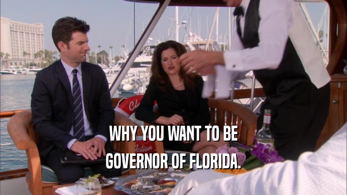 WHY YOU WANT TO BE GOVERNOR OF FLORIDA. 