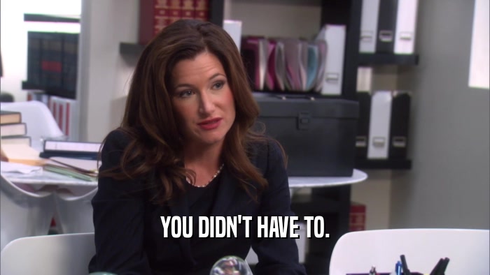 YOU DIDN'T HAVE TO.  