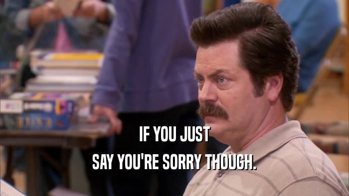 IF YOU JUST SAY YOU'RE SORRY THOUGH. 