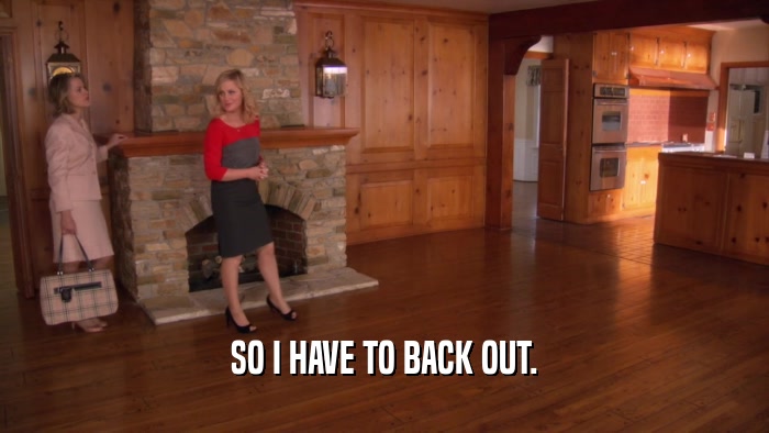 SO I HAVE TO BACK OUT.  