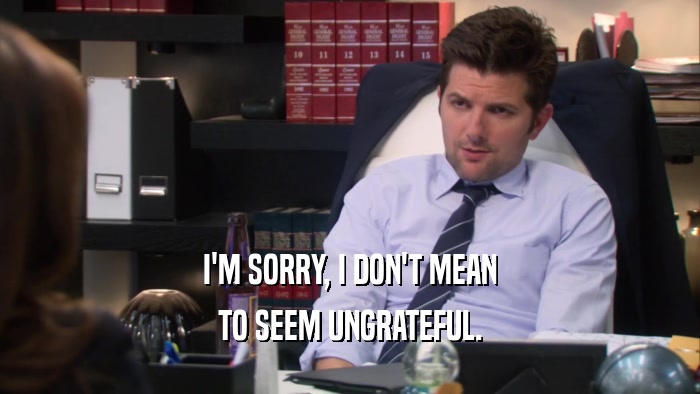 I'M SORRY, I DON'T MEAN TO SEEM UNGRATEFUL. 