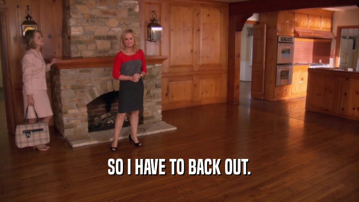 SO I HAVE TO BACK OUT.  