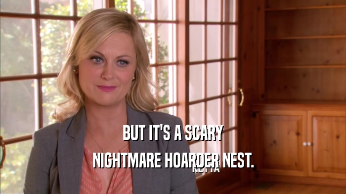 BUT IT'S A SCARY NIGHTMARE HOARDER NEST. 