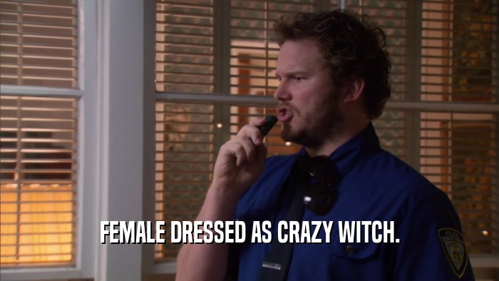 FEMALE DRESSED AS CRAZY WITCH.  