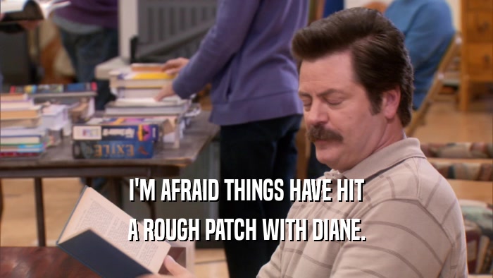 I'M AFRAID THINGS HAVE HIT A ROUGH PATCH WITH DIANE. 