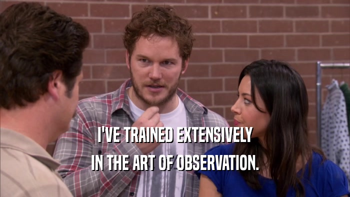 I'VE TRAINED EXTENSIVELY IN THE ART OF OBSERVATION. 
