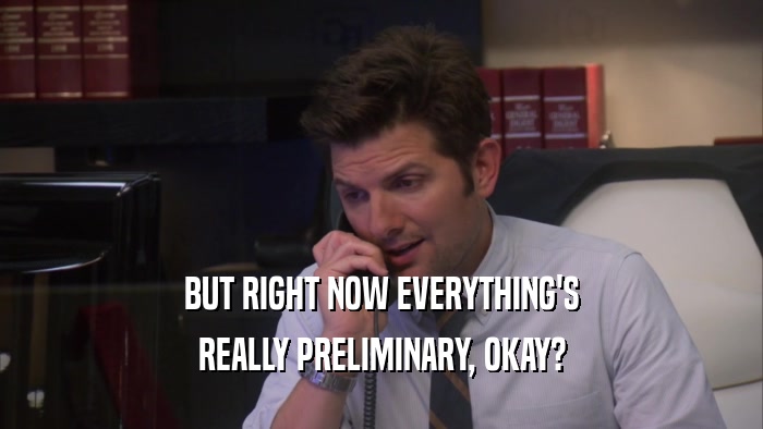 BUT RIGHT NOW EVERYTHING'S REALLY PRELIMINARY, OKAY? 