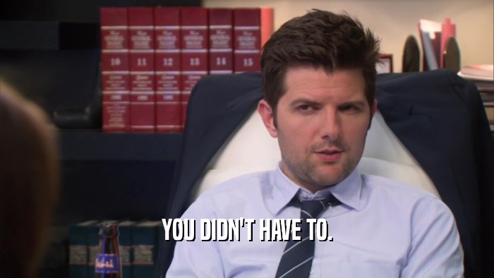YOU DIDN'T HAVE TO.  