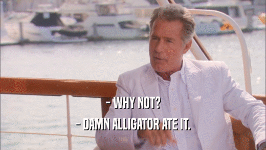- WHY NOT? - DAMN ALLIGATOR ATE IT. 