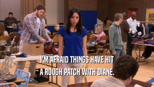 I'M AFRAID THINGS HAVE HIT A ROUGH PATCH WITH DIANE. 