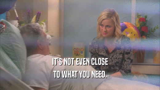IT'S NOT EVEN CLOSE TO WHAT YOU NEED. 