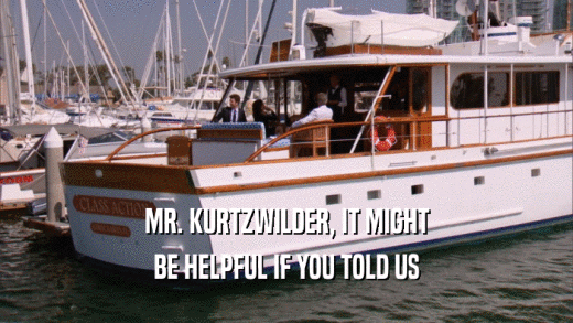 MR. KURTZWILDER, IT MIGHT BE HELPFUL IF YOU TOLD US 