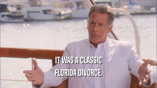 IT WAS A CLASSIC FLORIDA DIVORCE. 