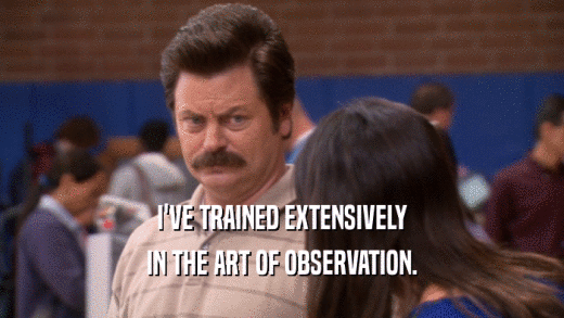 I'VE TRAINED EXTENSIVELY IN THE ART OF OBSERVATION. 