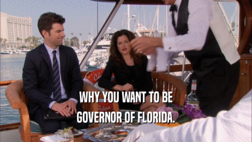 WHY YOU WANT TO BE GOVERNOR OF FLORIDA. 