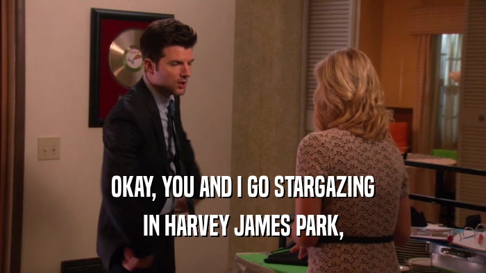 OKAY, YOU AND I GO STARGAZING IN HARVEY JAMES PARK, 
