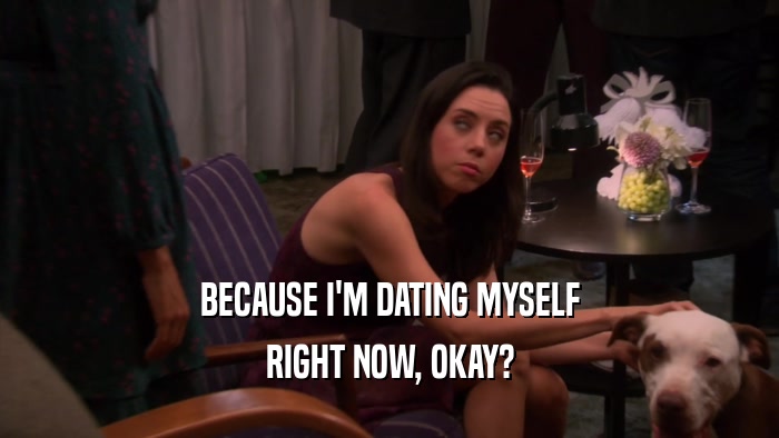 BECAUSE I'M DATING MYSELF RIGHT NOW, OKAY? 