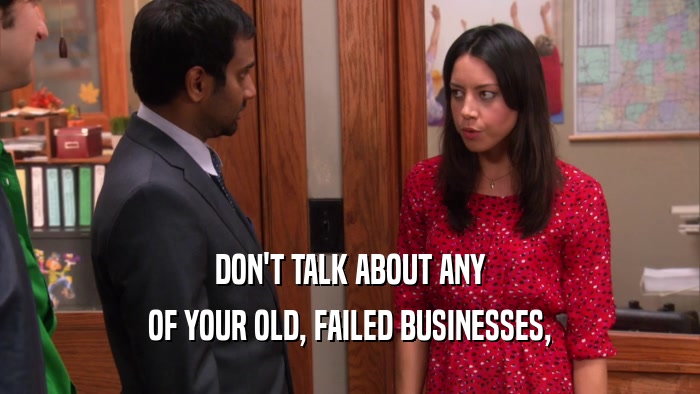 DON'T TALK ABOUT ANY OF YOUR OLD, FAILED BUSINESSES, 