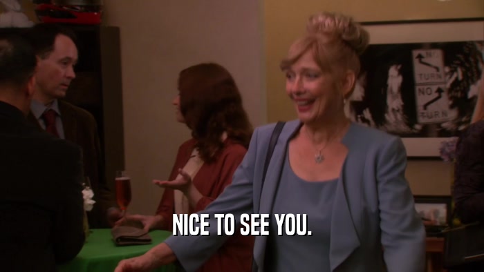NICE TO SEE YOU.  