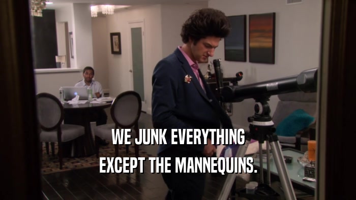WE JUNK EVERYTHING EXCEPT THE MANNEQUINS. 