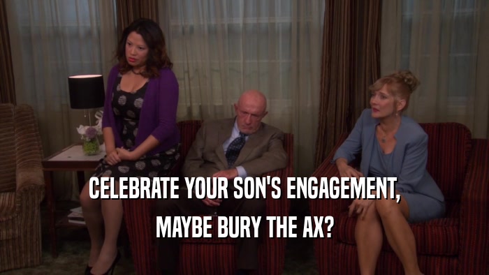 CELEBRATE YOUR SON'S ENGAGEMENT, MAYBE BURY THE AX? 
