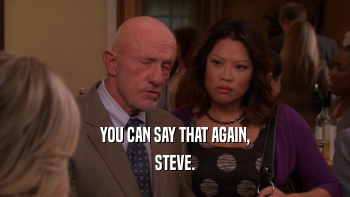 YOU CAN SAY THAT AGAIN, STEVE. 