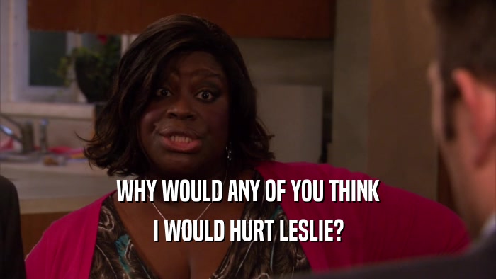 WHY WOULD ANY OF YOU THINK I WOULD HURT LESLIE? 