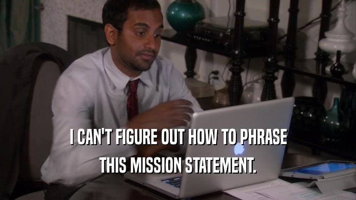 I CAN'T FIGURE OUT HOW TO PHRASE THIS MISSION STATEMENT. 