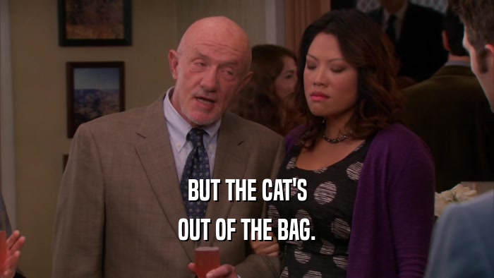 BUT THE CAT'S OUT OF THE BAG. 