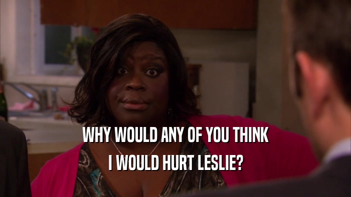 WHY WOULD ANY OF YOU THINK I WOULD HURT LESLIE? 