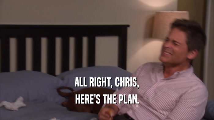 ALL RIGHT, CHRIS, HERE'S THE PLAN. 