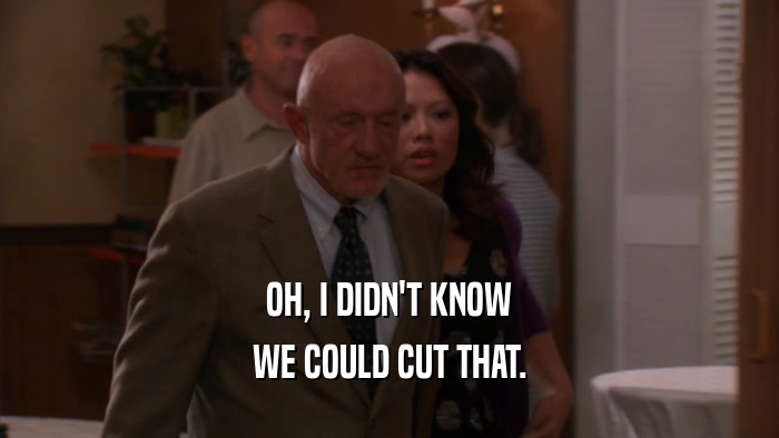 OH, I DIDN'T KNOW WE COULD CUT THAT. 