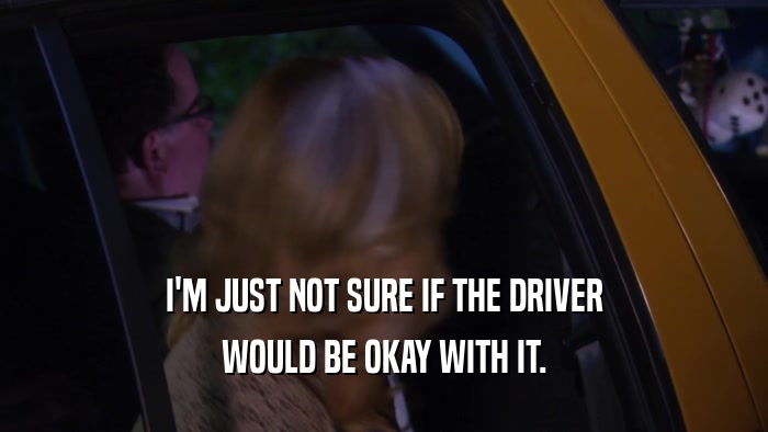 I'M JUST NOT SURE IF THE DRIVER WOULD BE OKAY WITH IT. 