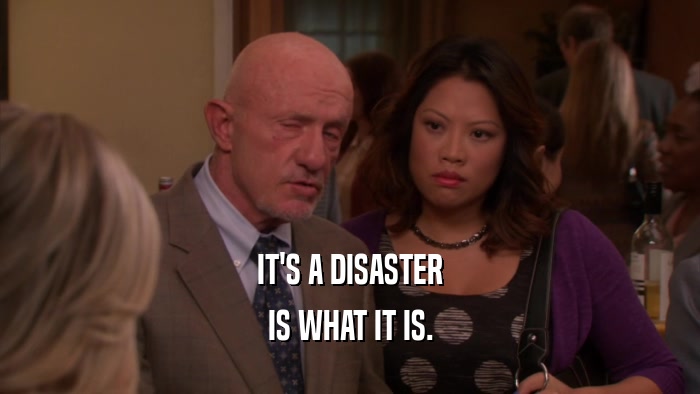 IT'S A DISASTER IS WHAT IT IS. 